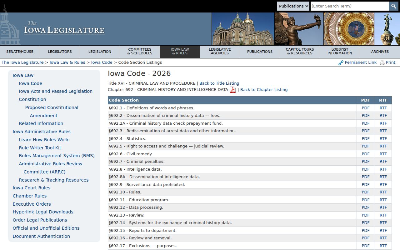 Chariton criminal records under Iowa Code chapter 692