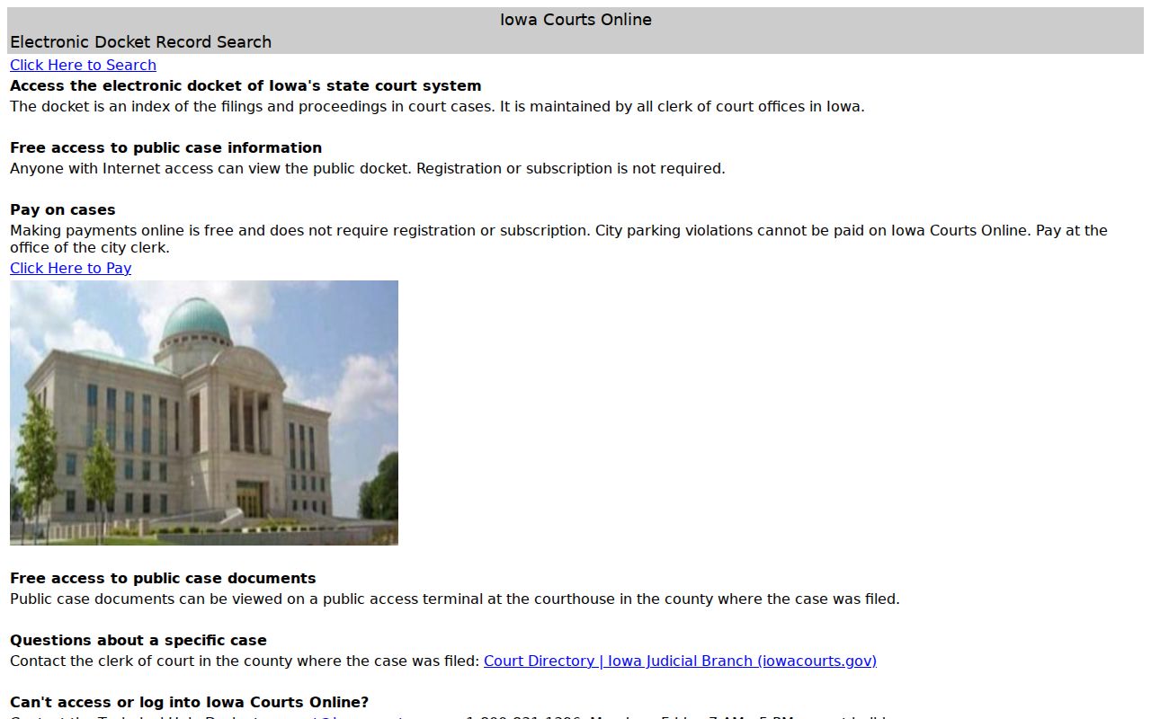 Iowa Courts Online case search for Lucas County records