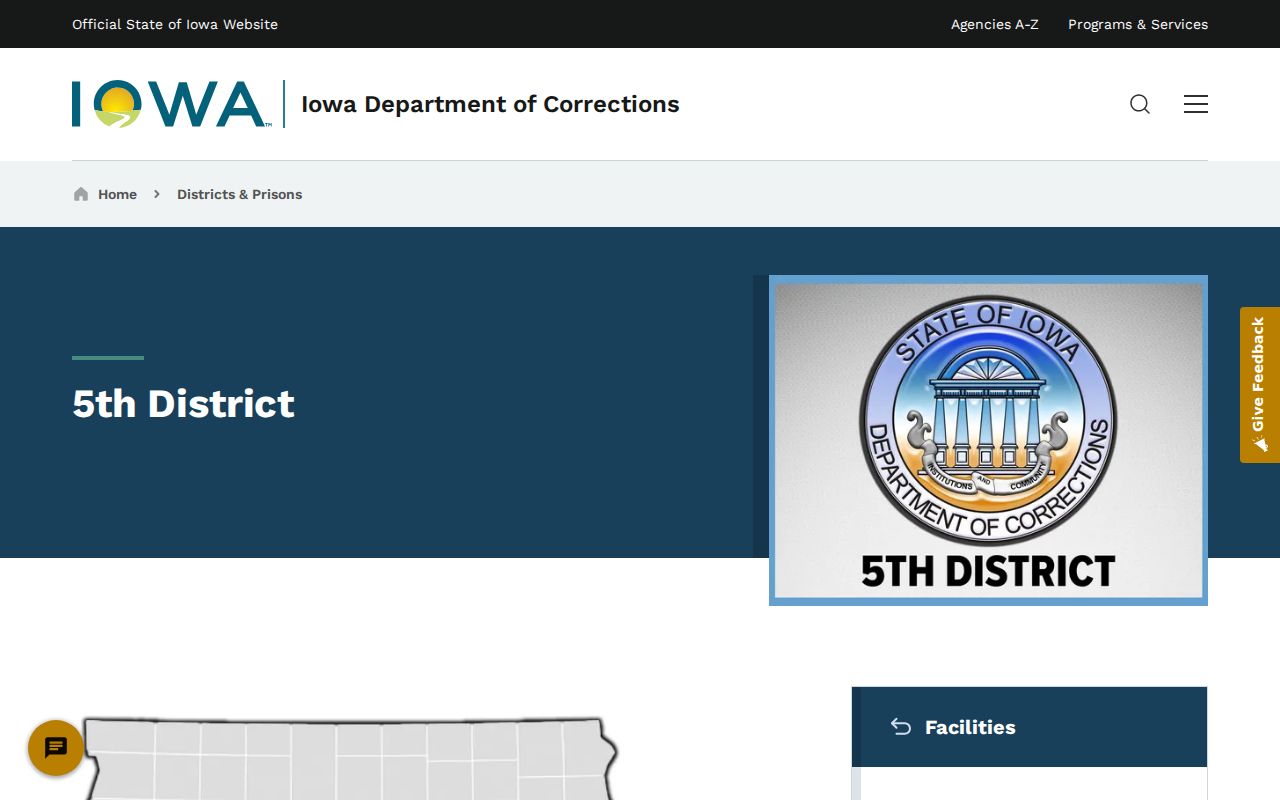 Iowa Department of Corrections Fifth Judicial District page serving Lucas County